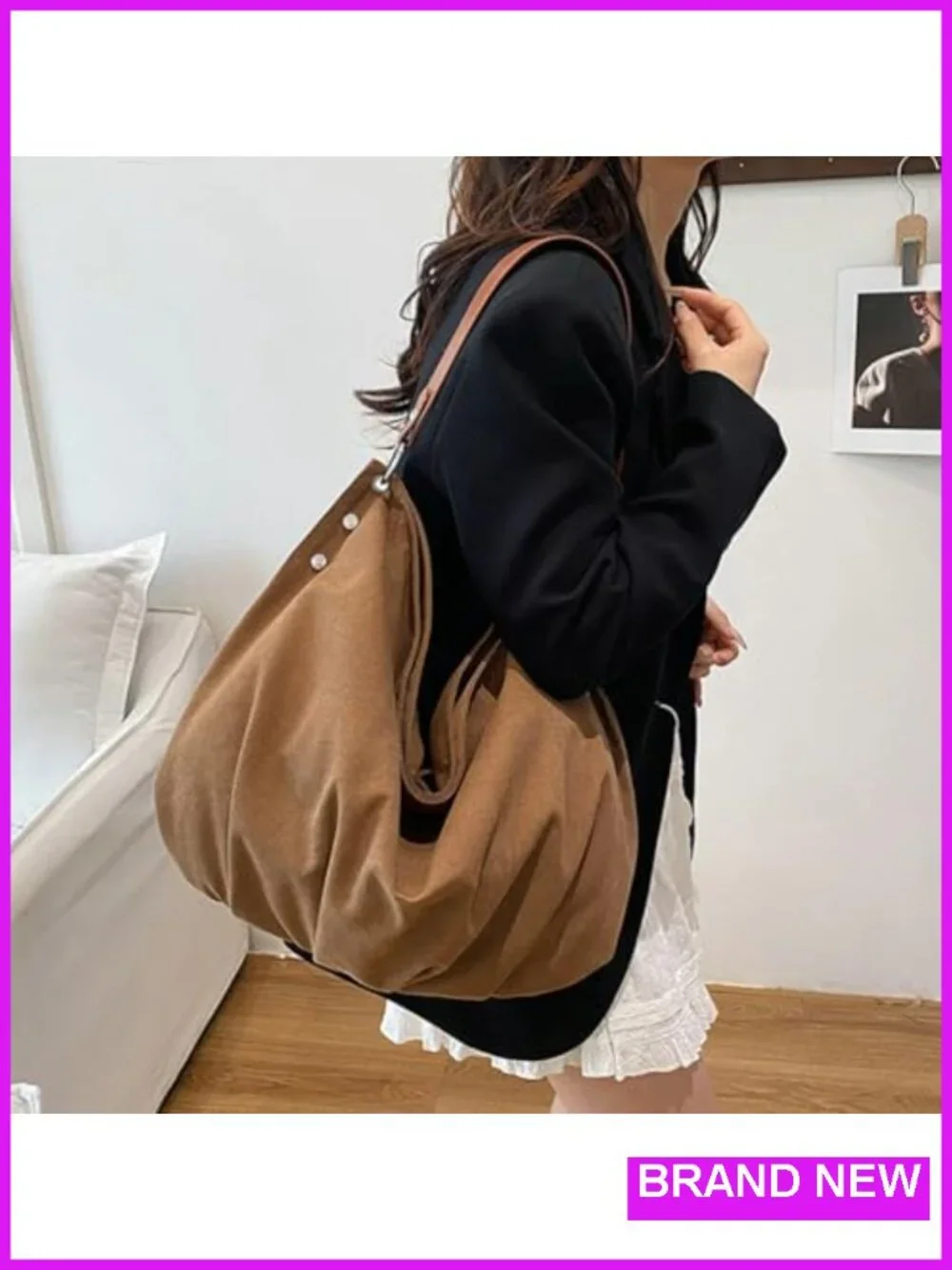 Large Canvas Hobo Bag Slouchy Crescent Crossbody Shoulder Purse Tote Work